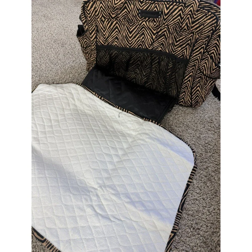 NWT Vera Bradley Stroll Around Baby Bag Zebra Quilted Diaper Tote Changing Pad